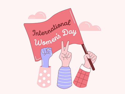 International Women's Day 💜 💕 artwork female flag girl power illustration illustration art pink woman women womens day