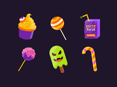 Halloween Treats 💜 🍭 artwork colors halloween halloween treats happy halloween illustration illustration art scary spooky sweets treats vector