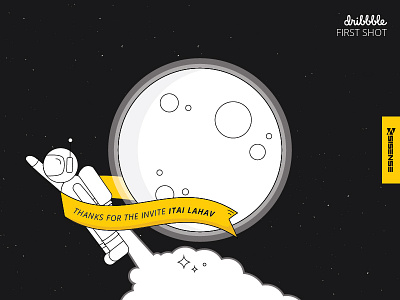 Dribbble Moon Shot (1st Dribbble Shot) astronaut first shot illustration space