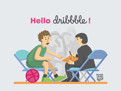 hello dribbble! basketball bench character coach debut first gameplan illustration player shot sport timeout