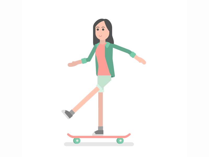 hello dribbble! 2d character debut fazerdaze first shot girl happy skate skateboard
