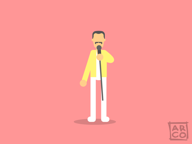 Freddie Mercury 2d animation band bohemian rapsody character freddie mercury illustration legend motion musician pose queen singer song vocalist we are the champions