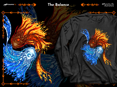 The Balance, Yin Yang Koi Artwork | T-shirt Illustration animal apparel artwear artwork drawing fantasy fire illustration koi merch merchandise t shirt t shirt illustration vector water yin yang