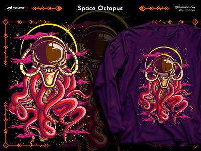 Space Octopus | T-Shirt Illustration apparel art astronaut eclipse fantasy fantasy art graphic design illustration merch merchandise monster octopus space tshirt vector