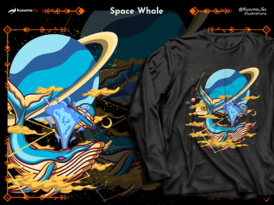 Space Whale | T-shirt Design apparel art artwork custom illustration illustration kusuma gy merch merchandise space space art space illustration t shirt t shit design vector whale