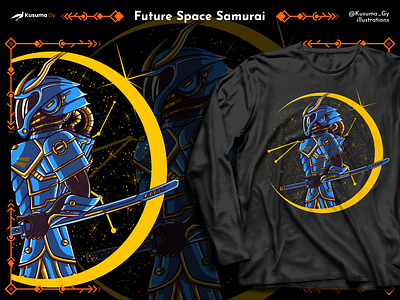 Future Space Samurai | T shirt Illustration art artwork design drawing illustration japan japanese japanese art merch merchandise ronin samurai space vector