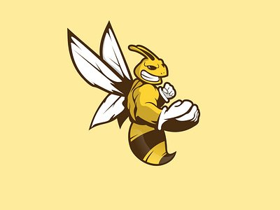Muscle Bee cartoon charcater design illustration logo mascot