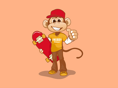 Skate monkey mascot cartoon charcater design illustration logo mascot