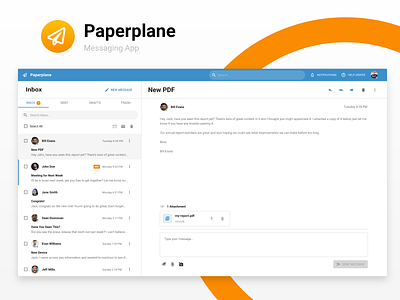Paperplane Messaging App adobe xd concept email design messaging app product design ui design