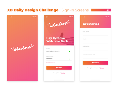 XD Daily Design Challenge Sign-In Screens adobe xd design challenge login sign in ui design ui design challenge