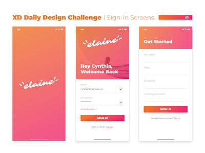 XD Daily Design Challenge Sign-In Screens