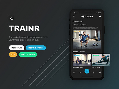 TRAINR Workout App adobe xd concept health and fitness mobile app product design ui design ux design