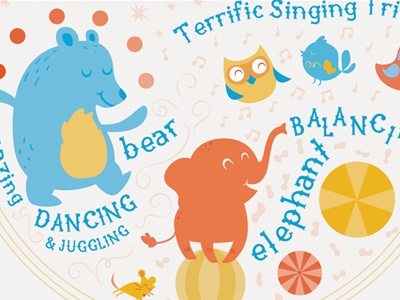 The Incredible Circus Animals blue illustration illustrator orange typeface typography vector yellow