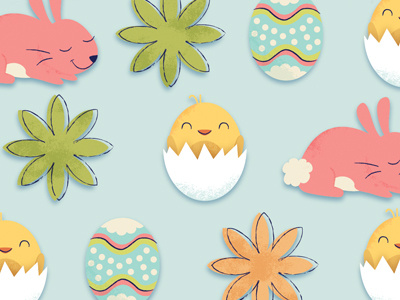 Easter Pattern easter egg flowers illustration pattern