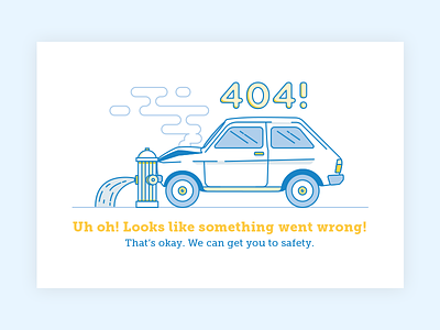 404 Error 404 accident broken car crash error illustration smoke
