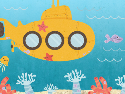 Yellow Submarine fish illustration ocean sea submarine vector