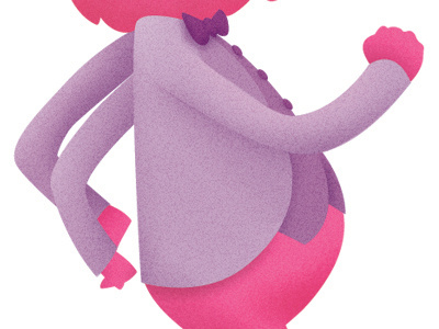 Monster in midstroll bow tie illustration monster pink progress purple stroll texture walking