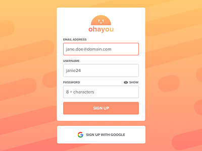 ohayou | good morning 001 daily dailyui form sign up signup ui web