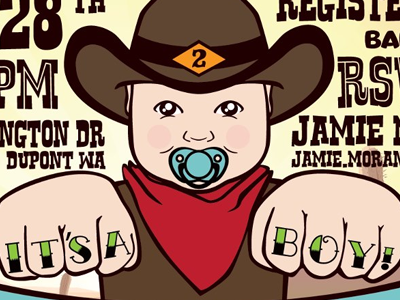 Western Baby Shower baby illustration invitation shower