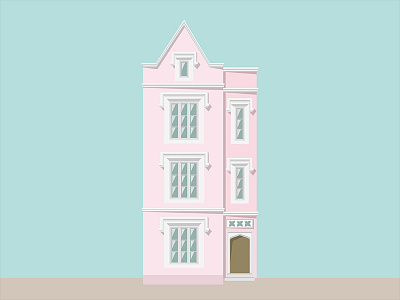 House 2 architecture building house illustration pastel pink vector