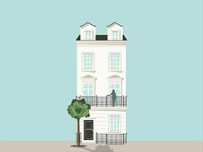 House 4 architecture balcony building house illustration tree vector