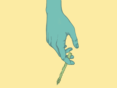 Asparagus asparagus blue cigarette digital hand illustration pastel smoke