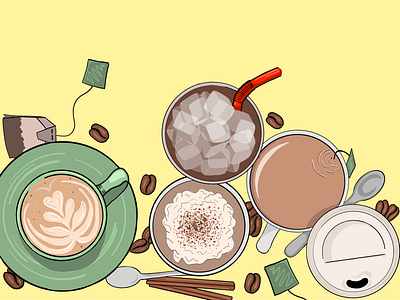 Coffee adobe coffee digital drawing ice illustration ipad latte menu tea