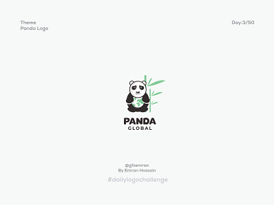 Panda Logo- Daily Logo Challenge: Day 3 branding colours daily challange dailylogodesign design icon letter logo logo panda panda global panda illustration panda logo typography