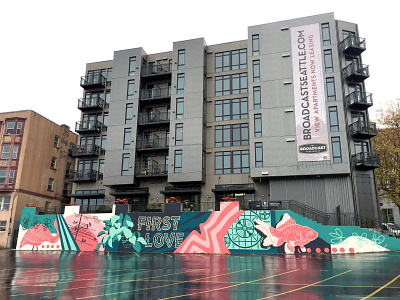 Broadcast Apartments handlettering illustration illustrationart lettering mural muralart muralist painted painter public art seattle type typography
