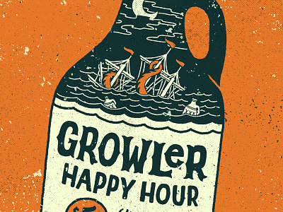 Growler Happy Hour brewery growler handlettering illustration lettering type typography