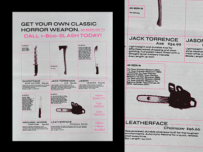 Get Your Own Classic Horror Weapon Today! design graphicdesign poster print riso risograph