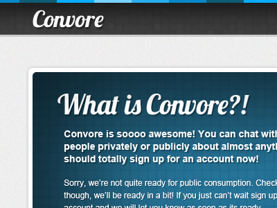Convore Landing Page 2 blue convore css gray ui