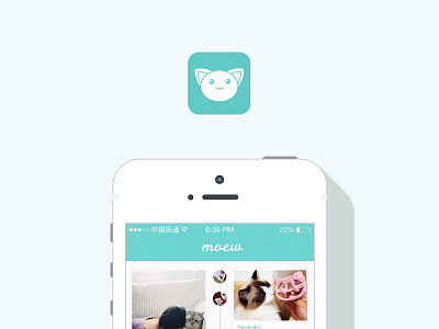 Meow app cat clean concept flat ios logo mobile social ui ux