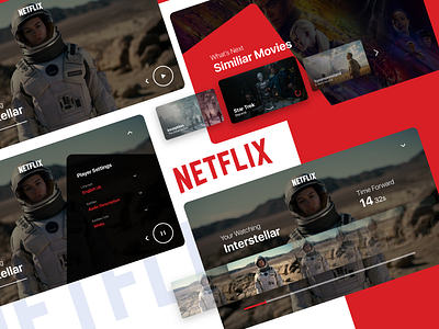 Netflix Player Redesign futuristic modern netflix player red streaming video