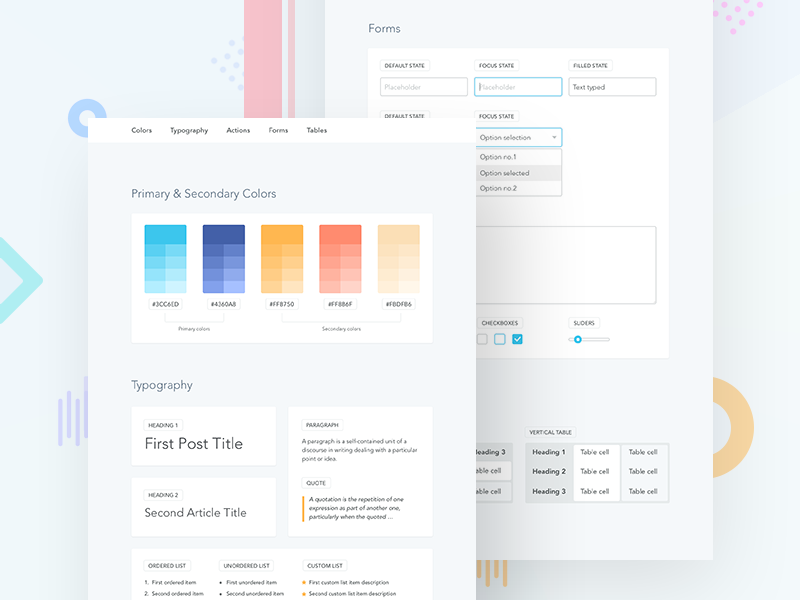 Simple UI Style Guide pattern library guide form typography colors visualization ux ui sketch interface infographics style guide