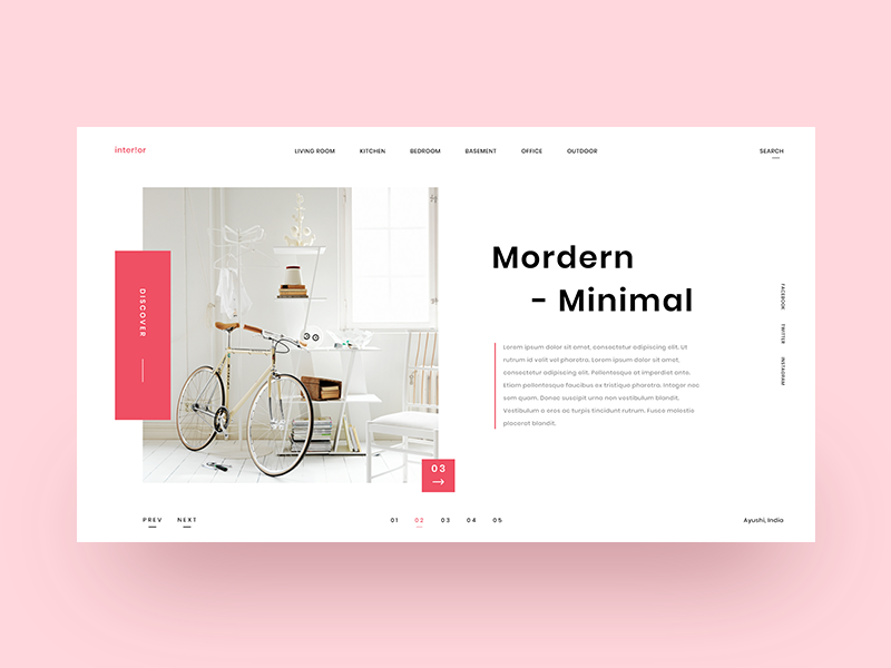 Interior Web modern social user experience user interface minimal web slider discover hero header website interior minimal web ux ui