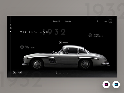 Vintage car web car hero header minimal user experience user interface vintage car
