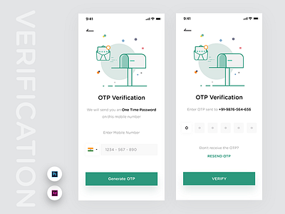 Phone Number Verification app design clean design illustration minimal mockup verify