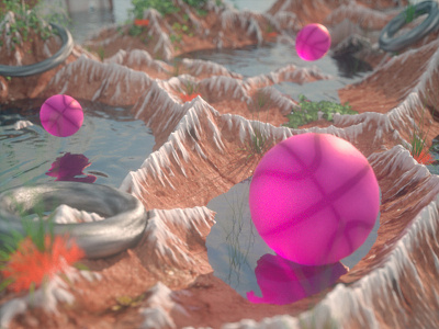 Dribbble Debuts 3d c4d cinema 4d debuts landscape physical render