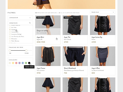 L'Exception redesign - Listing clean clothe ecommerce fashion listing pastels redesign ui web