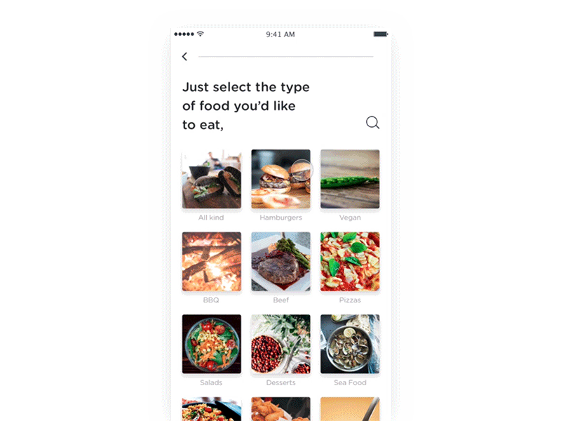 Restaurant list - Quick search animation app iphone list location motion principle quick restaurant search sketch