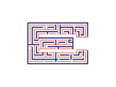 Duotone E maze challenge duo duotone e illustration logo maze rebound type typehue
