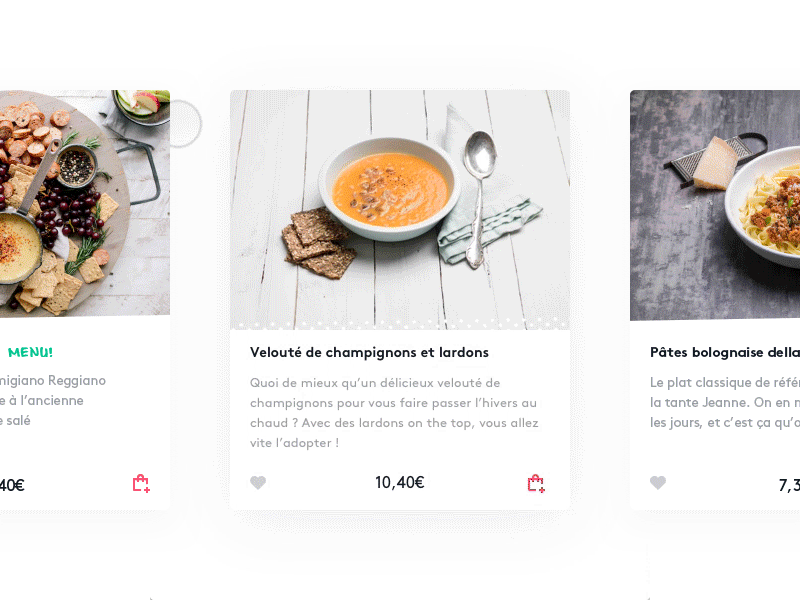 Popchef - anim add to bag anim animation card cart dishes ecommerce food meal motion principle ui ux