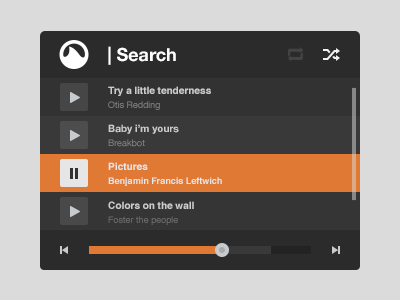Rebound Mini UI Player Grooveshark flat flat design free grooveshark interface orange player psd rebound ui