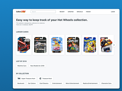 Redesign - Collect Hot Wheels diecast experiment hot wheels redesign web website