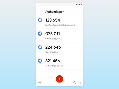 Redesign - Google Authenticator 2fa android android app android ui authenticator google material material design product sans redesign sketch ui ux