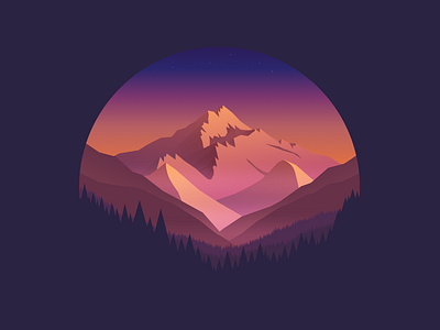 Sunset Mountain By Cagri Yurtbasi On Dribbble