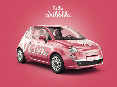 The Dribbble Wagon 3d branding business car corporate fiat 500 graphic design mockup modeling photoshop rendering vehicle