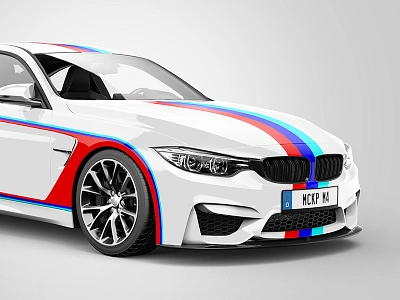 BMW M4 Sportscar Wrap Mockup 3d bmw branding business car graphic design m4 mockup modeling photoshop rendering vehicle