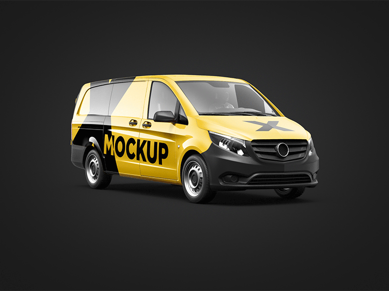Mercedes Vito Panel Van Animated Mokup 3d after effect animated branding business design graphic design logo mock up mockup render